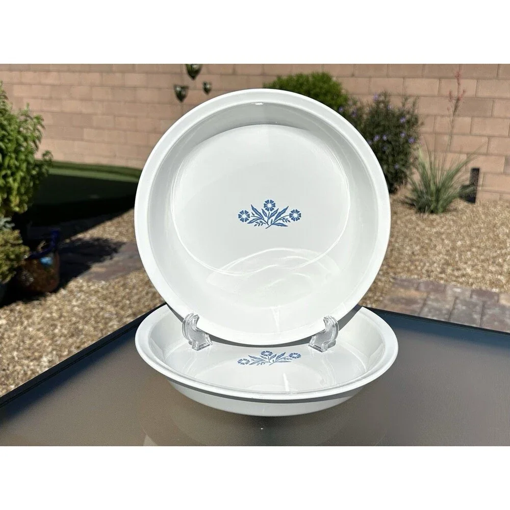 Set Of 2 Vintage Corning Ware Blue Cornflower Pie Plate 9